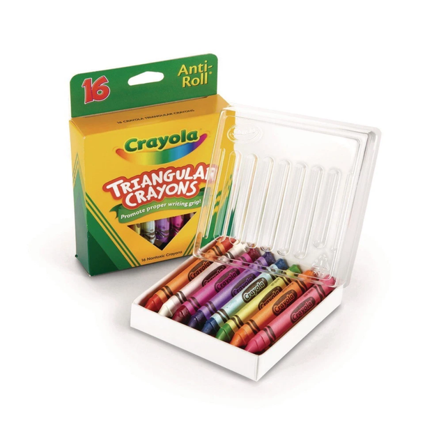 Crayola Anti-Roll - Non-Toxic Triangular Crayon, Assorted Color, 16 ct