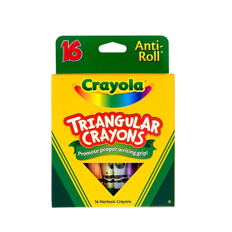 Crayola Anti-Roll - Non-Toxic Triangular Crayon, Assorted Color, 16 ct