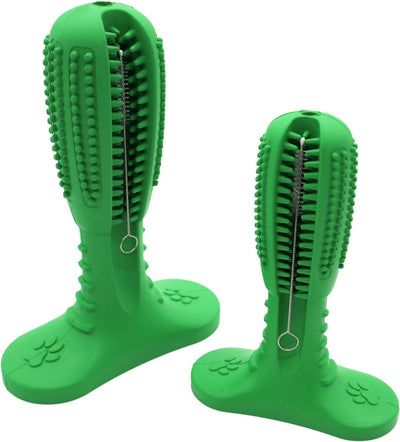 Care Dog Toothbrush Pack of Two- Durable Natural Rubber Chew Toy for Teeth Cleaning, Large