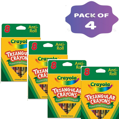 Crayola Crayons Triangular Antiroll 8 Crayons Multi Color Pack of 4