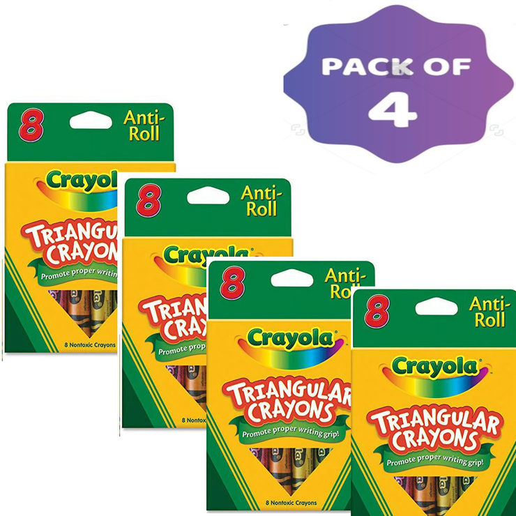 Crayola Crayons Triangular Antiroll 8 Crayons Multi Color Pack of 4